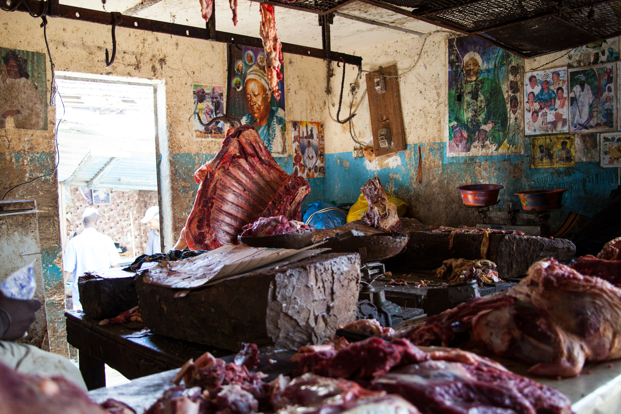 Slabs of meat at the market in Kaolack, Senegal
