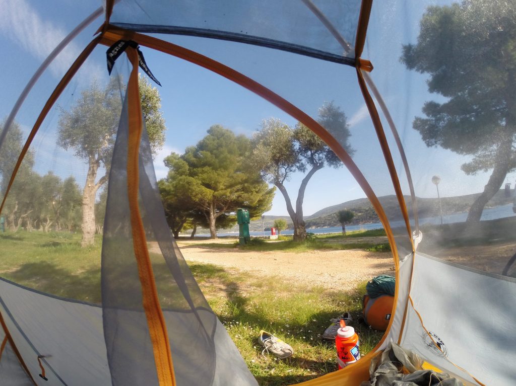 Camping on the coast in Croatia.