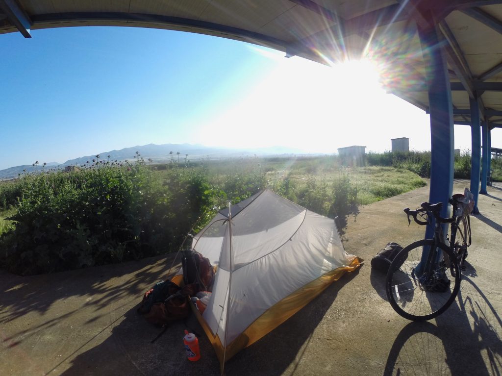 Camping in an abandoned gun range and bathing in the irrigations troughs.